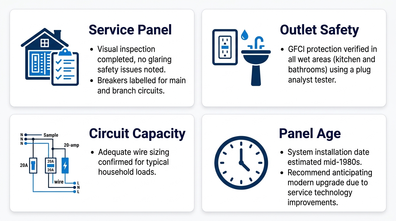 Altadena electrical system assessment infographic with four key inspection checkpoints for residential safety.