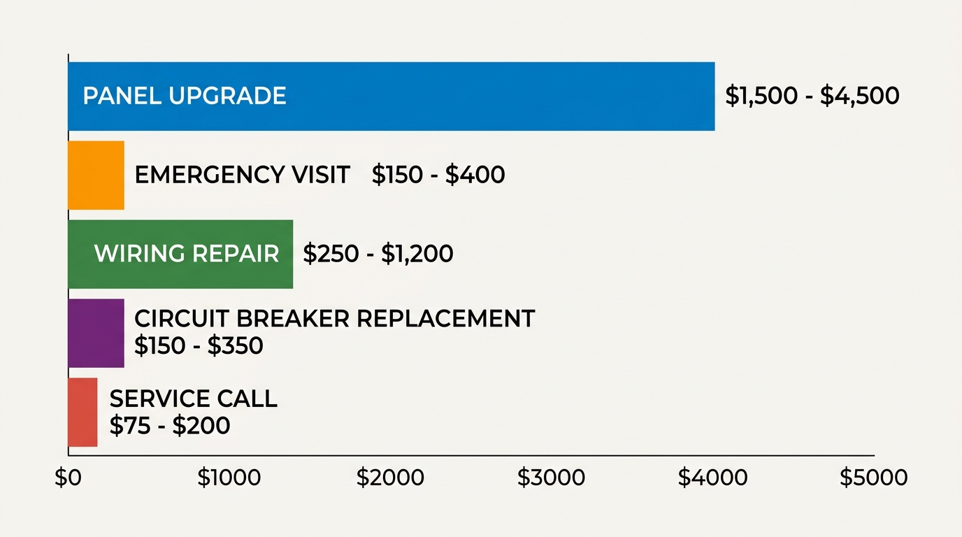 Horizontal bar chart comparing cost ranges for five common electrical services in Los Angeles.